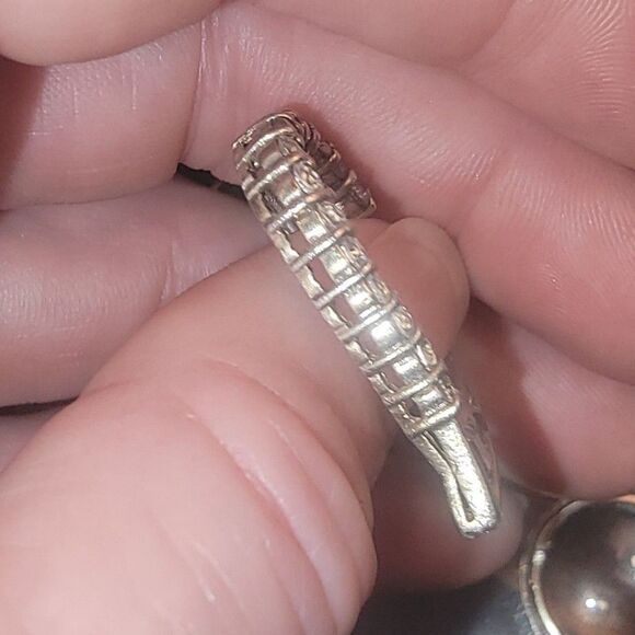 Sterling Silver Open Heart slide Pendant w Round & Baguette Diamonds signed JG - Picture 13 of 16